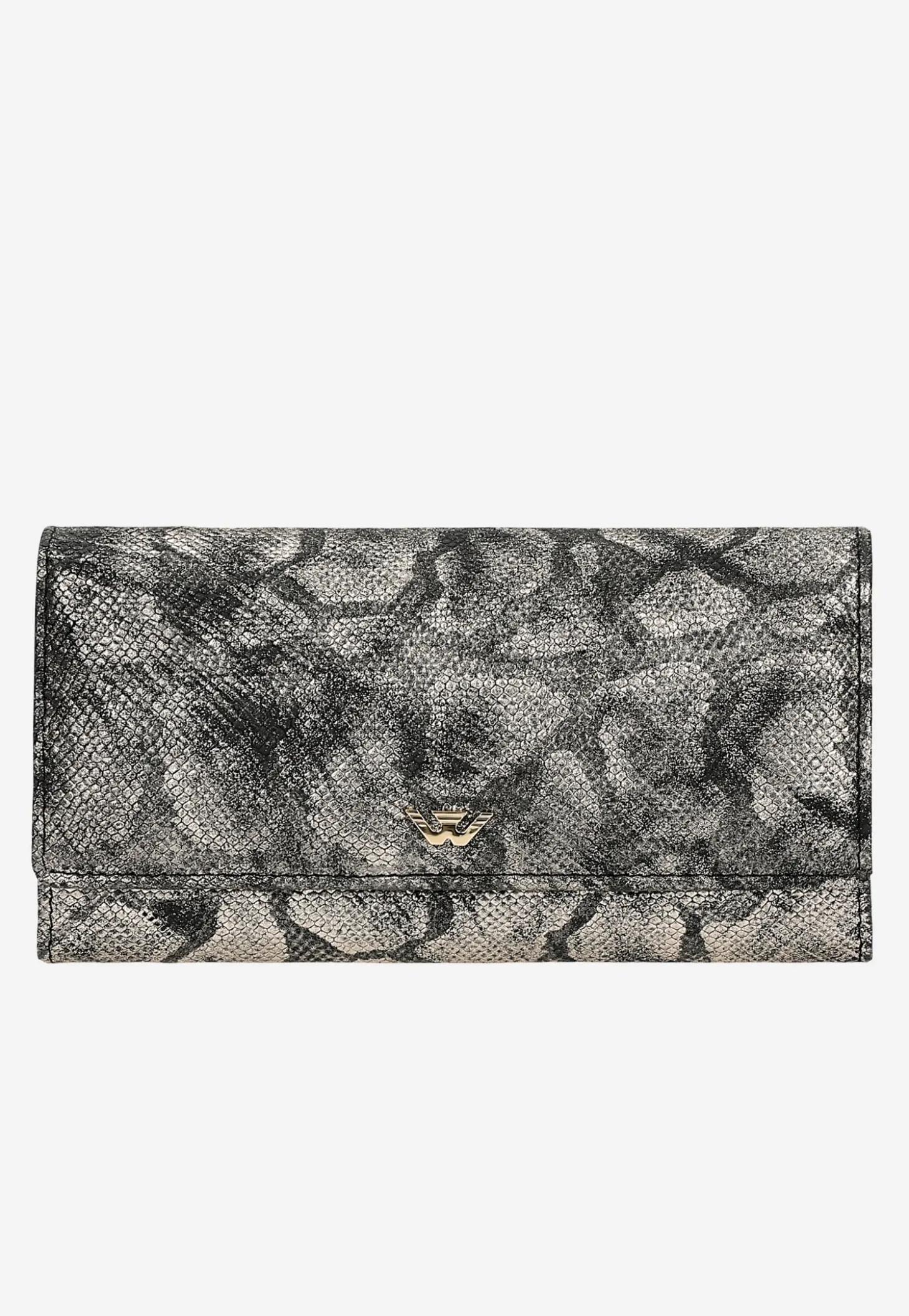 Duży czarno-złoty portfel damski w zwierzęcy print