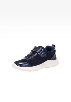 Granatowe brokatowe sneakersy ze srebrną aplikacją skrzydła BARTEK 87004-16