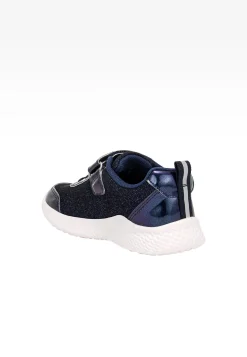 Granatowe brokatowe sneakersy ze srebrną aplikacją skrzydła BARTEK 87004-16