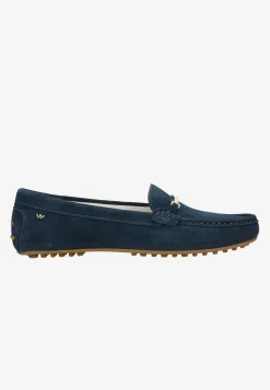 Granatowe mokasyny damskie typu driving shoes