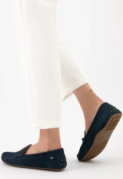 Granatowe mokasyny damskie typu driving shoes