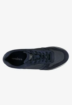 Granatowe sneakersy męskie z łączonych skór