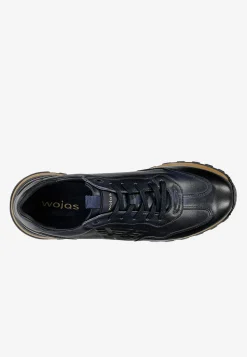 Granatowe sneakersy męskie z tłoczonym logo