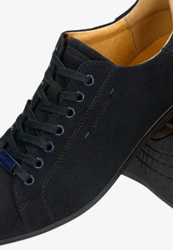 Granatowe sneakersy męskie z dwoiny welurowej