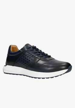Granatowe sneakersy męskie na białej podeszwie