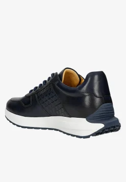 Granatowe sneakersy męskie na białej podeszwie