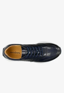 Granatowe sneakersy męskie na białej podeszwie
