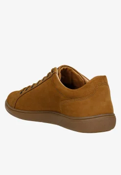 Jasnobrązowe perforowane sneakersy męskie z nubuku