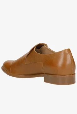 Jasnobrązowe skórzane loafersy damskie