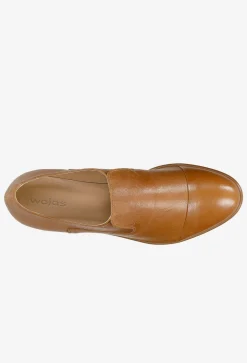 Jasnobrązowe skórzane loafersy damskie
