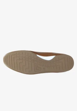 Jasnobrązowe sneakersy męskie z granatowymi wstawkami