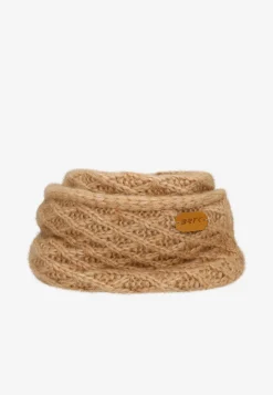 Jasnobrązowy zestaw BARTEK 85602-83 z wełną merino - czapka + komin
