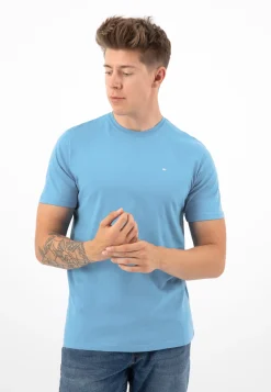 Jasnoniebieski t-shirt męski bawełniany