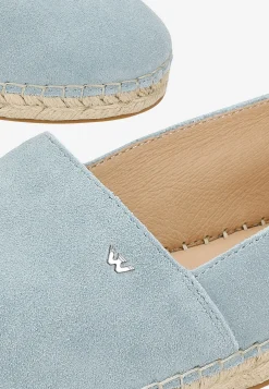 Jasnoniebieskie espadryle damskie z dwoiny