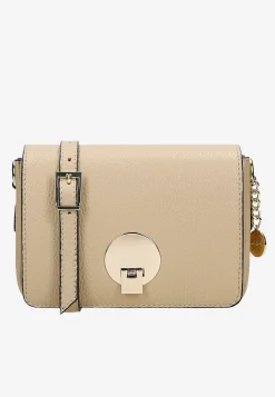 Mała beżowa torebka skórzana crossbody bag