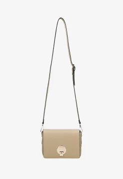 Mała beżowa torebka skórzana crossbody bag