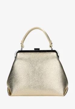 Mała złota torebka typu frame bag