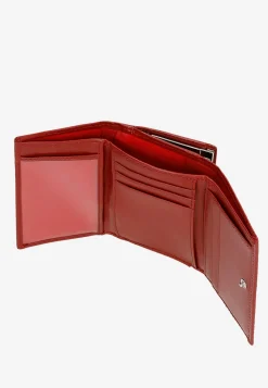 Mały czerwony portfel damski z ochroną antykradzieżową RFID