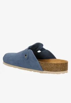 Niebieskie klapki mule na korku