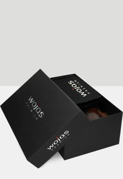 PREMIUM brązowe wizytowe półbuty męskie z niebieskim wnętrzem