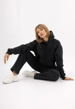 RELAKS bluza damska w kolorze ciemnego popielu z czarnym napisem