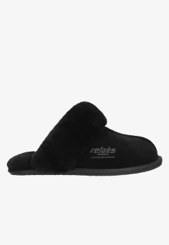 RELAKS ciepłe czarne kapcie merino