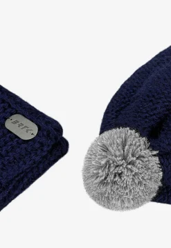 Zestaw BARTEK 85605-86 granatowa czapka z odblaskowym pomponem i komin
