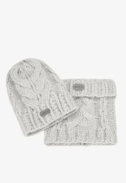Zimowy zestaw BARTEK z wełny merino 85604-80, czapka + komin
